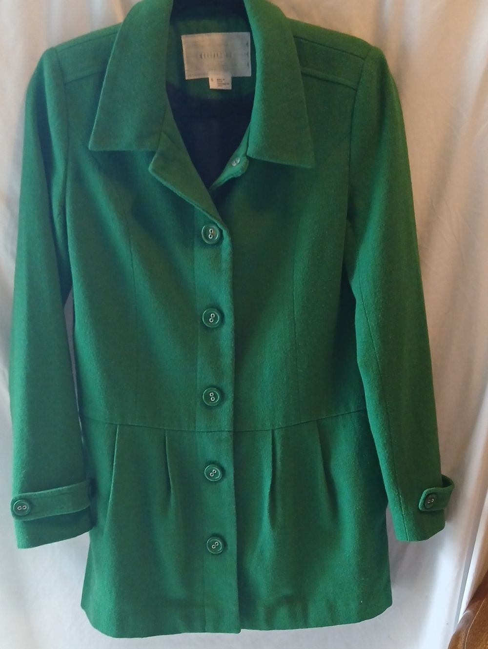 Vintage Cooperative Emerald Green Pea Coat with Button Front